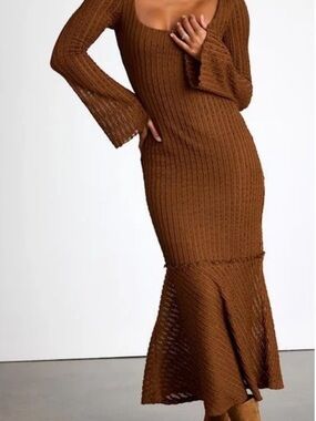 NWT Lulus Maxi Dress Ribbed Knit Scoop Neck
